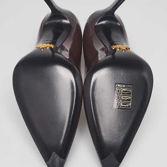 Prada Cafe Patent Leather Pointed Toe Pumps Size 5/35.5 - Picture 2 of 5